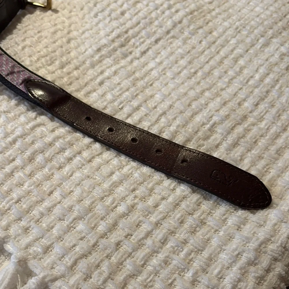 Gently Loved Vinyard Vines Silk/Leather Men's  Pink Patterned Belt